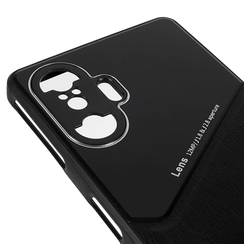 Чехол-накладка для мобильного телефона Xiaomi Redmi K40 Gaming из кожи с магнитным металлическим листом - Черный