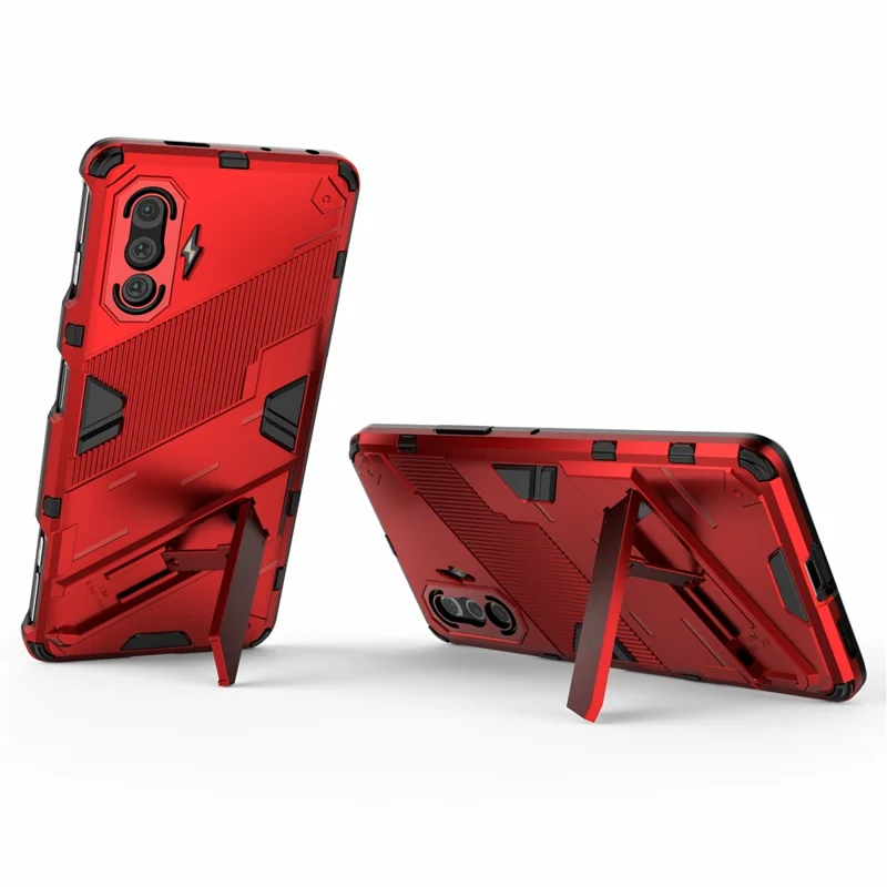 PC + TPU Anti-Drop Hybrid Phone Case Cover with Kickstand Design for Xiaomi Redmi K40 Gaming - Red