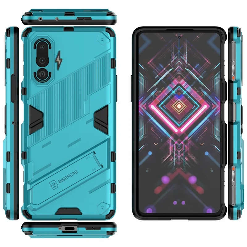 PC + TPU Anti-Drop Hybrid Phone Case Cover with Kickstand Design for Xiaomi Redmi K40 Gaming - Baby Blue