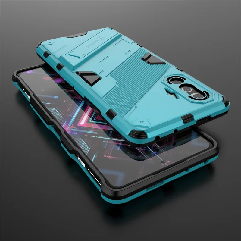PC + TPU Anti-Drop Hybrid Phone Case Cover with Kickstand Design for Xiaomi Redmi K40 Gaming - Baby Blue
