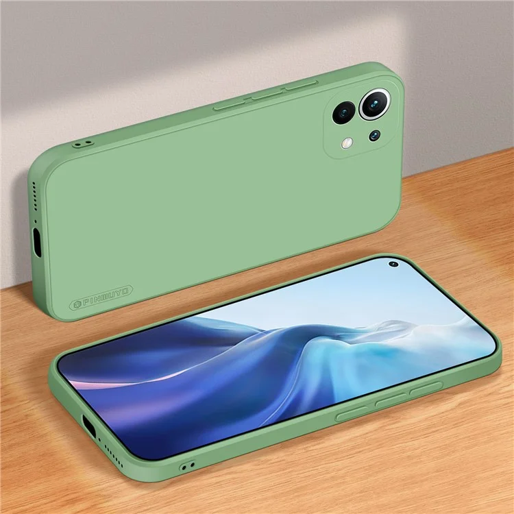 Pinwuyo Flexible Silicone Cell Telephone Couvre Protecteur de Couverture Pour Xiaomi Mi 11 - Vert