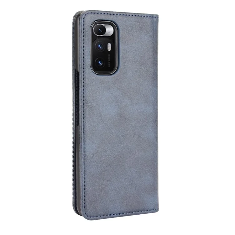 Vintage Style Magnetic Auto-absorbed Phone Wallet Stand Case Leather Cover for Xiaomi Mi Mix Fold - Blue