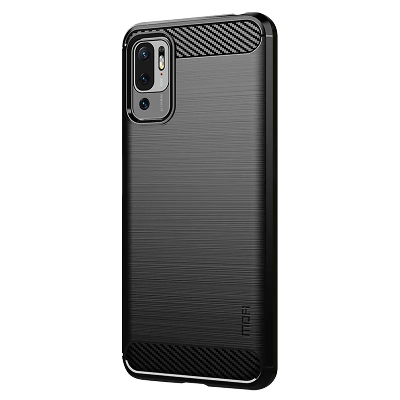 Custodia in TPU con fibra di carbonio e spazzolata MOFI per Xiaomi Redmi Note 10 5G / Poco M3 Pro 5G - Nera
