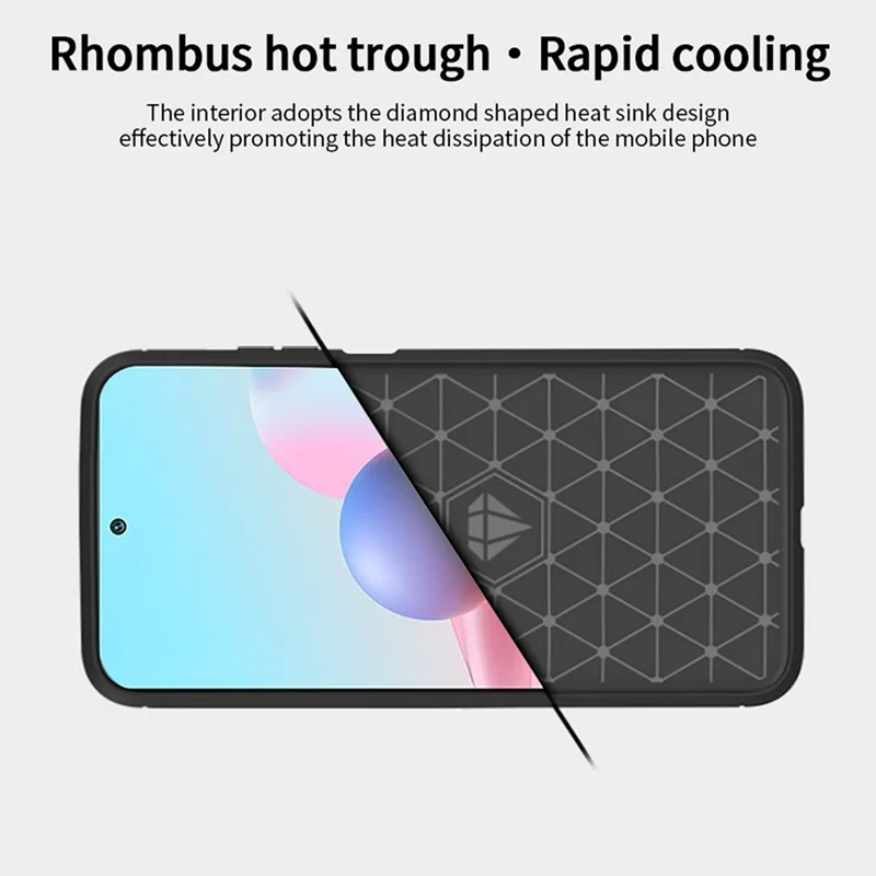 MOFI Carbon Fiber Brushed Flex TPU Phone Cover for Xiaomi Redmi Note 10 5G / Poco M3 Pro 5G - Blue