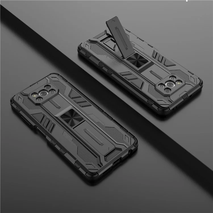 Anti-Drop PC + TPU Hybrid Phone Case Protective Cover with Kickstand for Xiaomi Poco X3/Poco X3 Pro/Poco X3 NFC - Grey