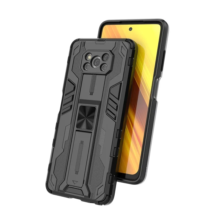 Anti-Drop PC + TPU Hybrid Phone Case Protective Cover with Kickstand for Xiaomi Poco X3/Poco X3 Pro/Poco X3 NFC - Grey