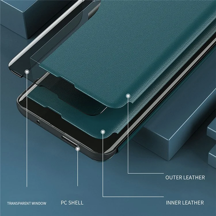 Visualizza il Coperchio Del Telefono Della Custodia in Pelle Della Finestra Per Xiaomi Redmi Note 10 5G / Poco M3 Pro 5G / 4g - Viola