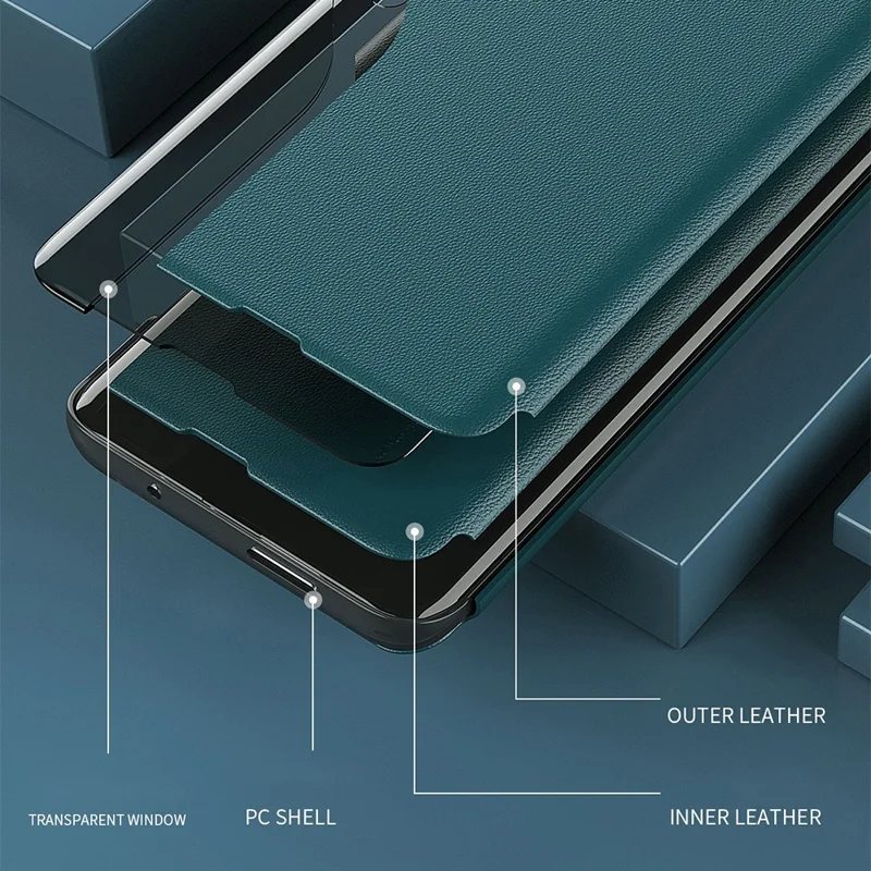 Phone Case Folio Flip PU Leather Stand Cover for Xiaomi Redmi Note 10 5G / Poco M3 Pro 5G / 4G - Blue