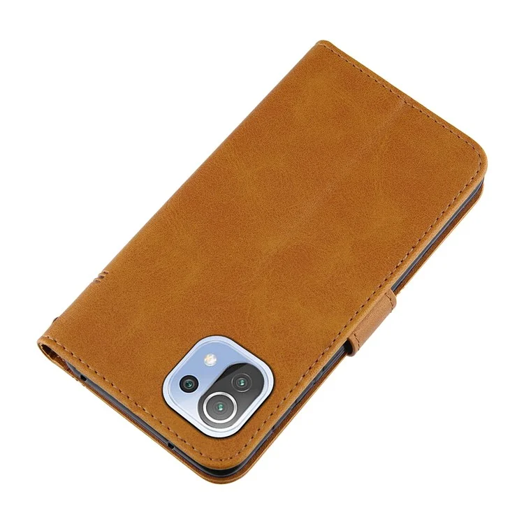 Diseño de Stand de Billetera Case de Portada de Teléfono de Cuero Con Correa Para Xiaomi Mi 11 Lite 4G / 5G / 11 Lite 5g ne - Marrón