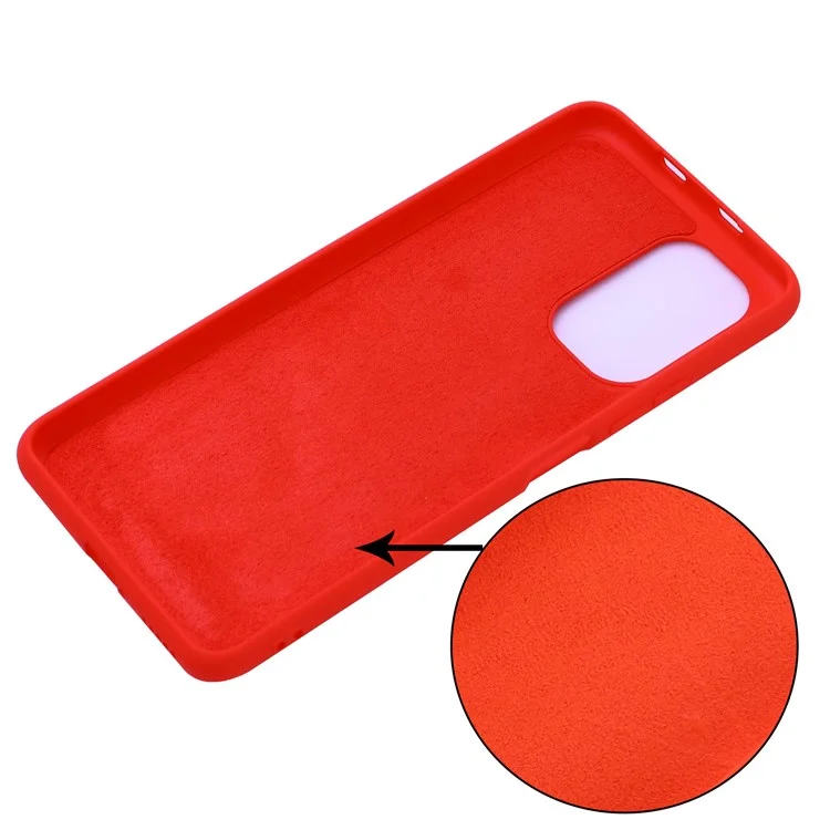 Solid Color Liquid Silicone Soft Phone Case Protective Shell with Strap for Xiaomi Poco M3 Pro 5G/Redmi Note 10 5G/10T 5G - Red