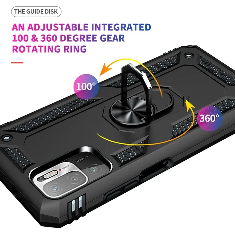 Custodia ibrida per telefono con anello e supporto per Xiaomi Redmi Note 10 5G - Nero