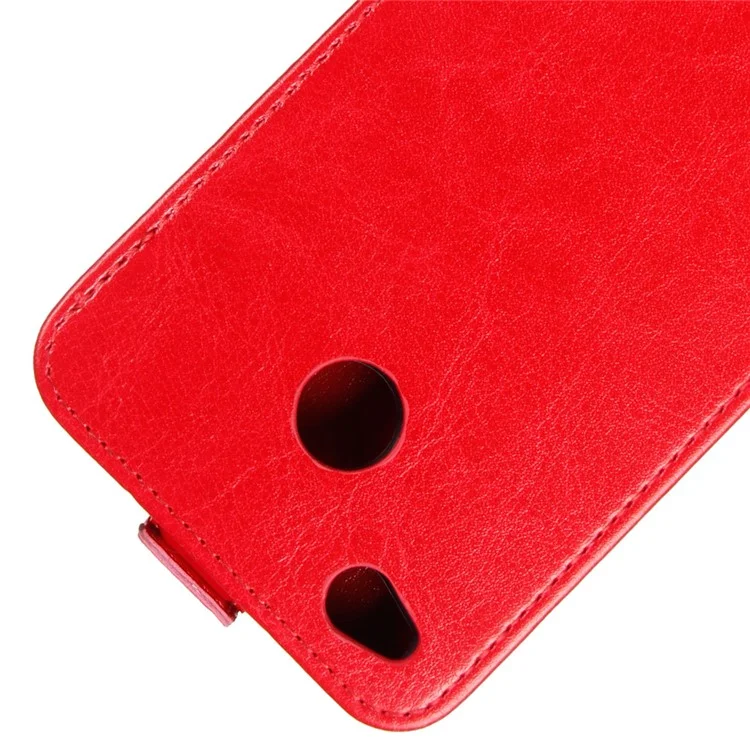 Crazy Horse Leather Vertical Card Slot Phone Case for Xiaomi Redmi 4X - Red