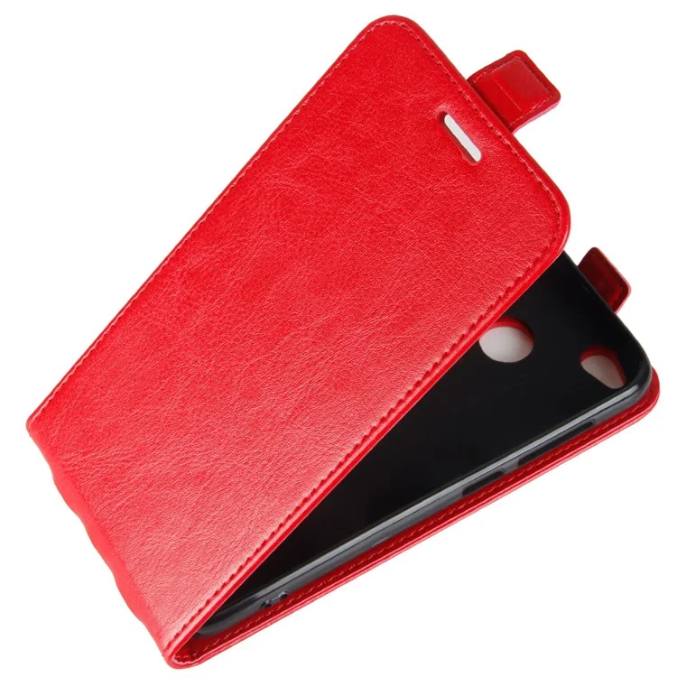Crazy Horse Leather Vertical Card Slot Phone Case for Xiaomi Redmi 4X - Red