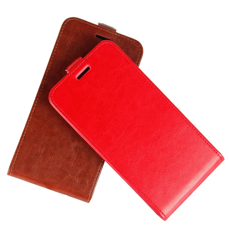Crazy Horse Leather Vertical Card Slot Phone Case for Xiaomi Redmi 4X - Red