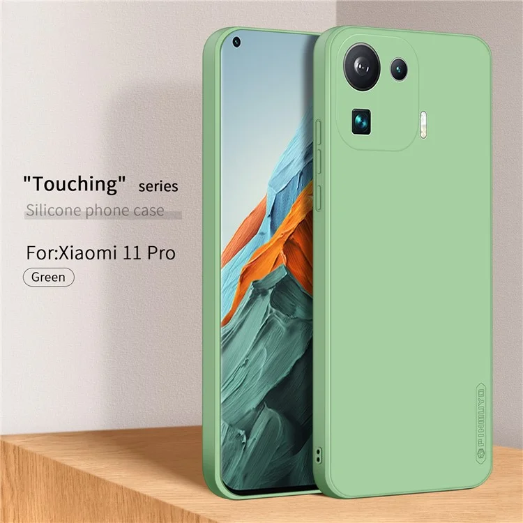 PINWUYO Präzise ausgeschnittene weiche Silikon-Handyhülle Schutzhülle für Xiaomi Mi 11 Pro - Grün