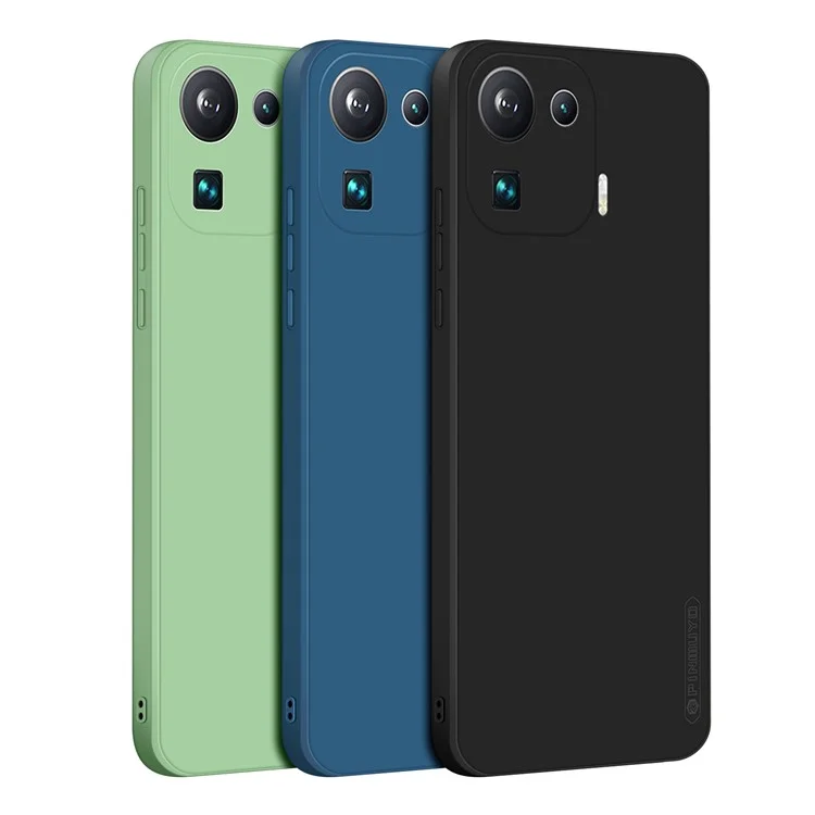PINWUYO Präzise ausgeschnittene weiche Silikon-Handyhülle Schutzhülle für Xiaomi Mi 11 Pro - Grün