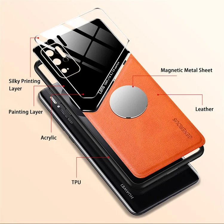 Precise Cut-Out Cover Textured Leather Coated Hybrid Case with Magnetic Metal Sheet Design for Xiaomi Redmi Note 10 5G/Poco M3 Pro 4G/Poco M3 Pro 5G - Brown