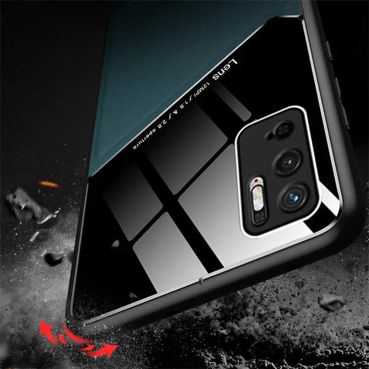 Precise Cut-Out Cover Textured Leather Coated Hybrid Case with Magnetic Metal Sheet Design for Xiaomi Redmi Note 10 5G/Poco M3 Pro 4G/Poco M3 Pro 5G - Brown