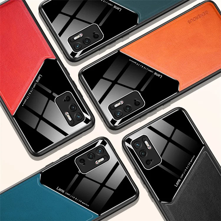 Precise Cut-Out Cover Textured Leather Coated Hybrid Case with Magnetic Metal Sheet Design for Xiaomi Redmi Note 10 5G/Poco M3 Pro 4G/Poco M3 Pro 5G - Brown
