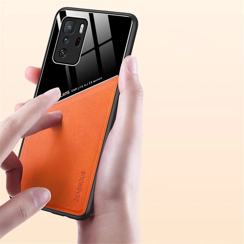 Magnetic Metal Sheet Design Precise Cut-Out Cover Leather Coated Hybrid Phone Case for Xiaomi Redmi Note 10 Pro 5G - Black