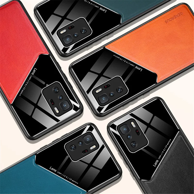 Magnetic Metal Sheet Design Precise Cut-Out Cover Leather Coated Hybrid Phone Case for Xiaomi Redmi Note 10 Pro 5G - Black