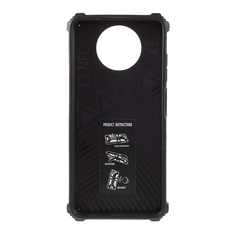 Magnetic Metal Sheet Design Armor PC TPU Combo Shockproof Phone Case with Kickstand for Xiaomi Poco X3/Poco X3 Pro/Poco X3 NFC - Red