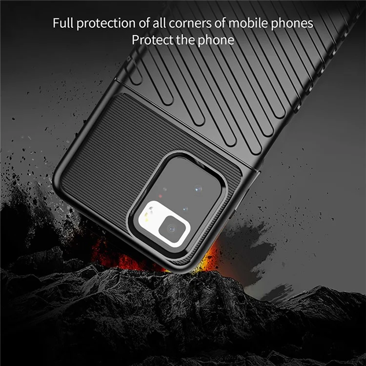 Série Thunder Capa de Telefone Macia de TPU com Textura Twill Engrossada para Xiaomi Redmi Note 10 Pro 5G (China) / Xiaomi Poco X3 GT - Preto