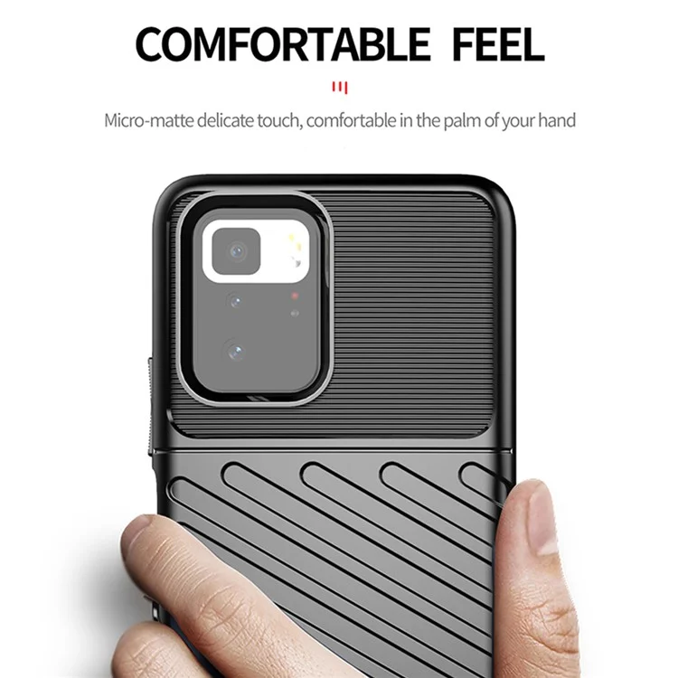 Série Thunder Capa de Telefone Macia de TPU com Textura Twill Engrossada para Xiaomi Redmi Note 10 Pro 5G (China) / Xiaomi Poco X3 GT - Preto