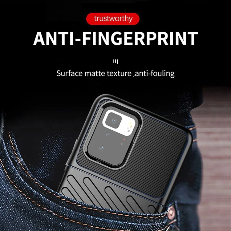 Série Thunder Capa de Telefone Macia de TPU com Textura Twill Engrossada para Xiaomi Redmi Note 10 Pro 5G (China) / Xiaomi Poco X3 GT - Preto