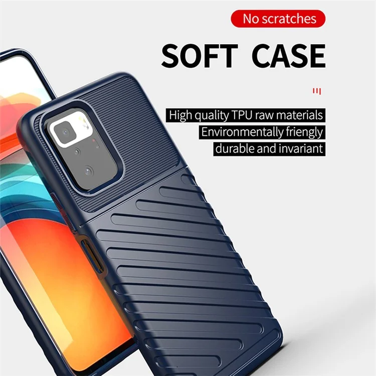 Série Thunder Capa de Telefone Macia de TPU com Textura Twill Engrossada para Xiaomi Redmi Note 10 Pro 5G (China) / Xiaomi Poco X3 GT - Preto