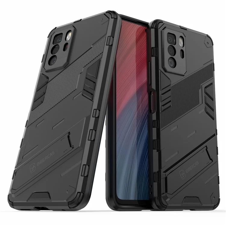 Anti-Fall Armour PC +TPU Hybrid Card Ward Kickstand Case Для Xiaomi Redmi Note 10 Pro 5G (китай) / Poco X3 gt - Черный