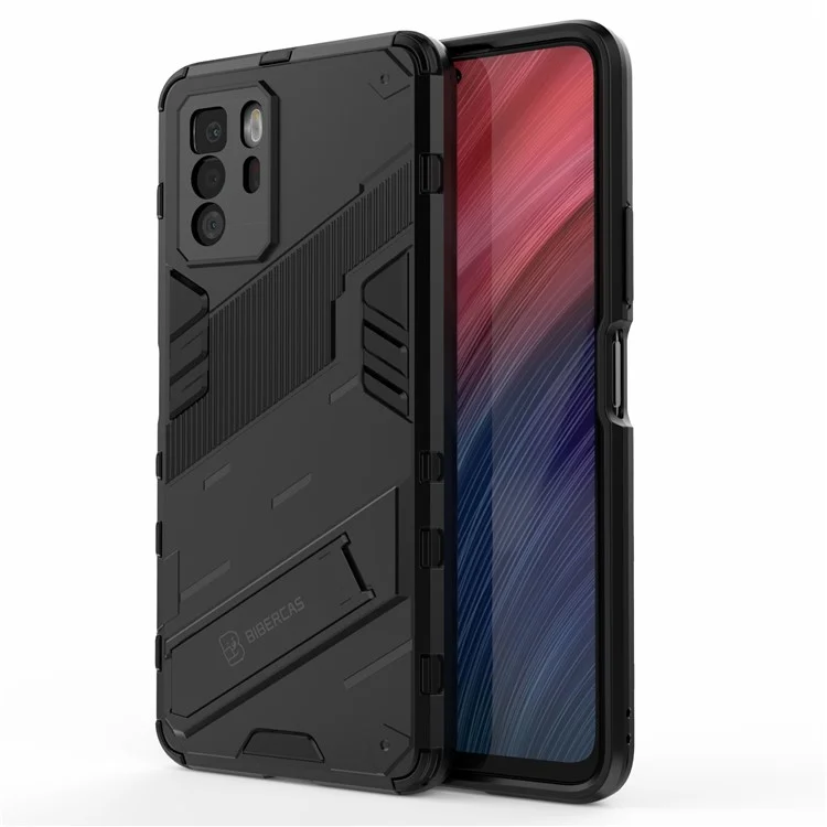 Anti-Fall Armor PC +TPU Hybrid Tough Hard Kickstand Impact Case for Xiaomi Redmi Note 10 Pro 5G (China) / Poco X3 GT - Black