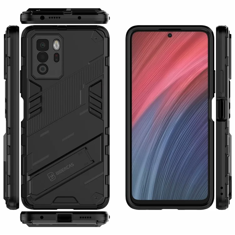 Anti-Fall Armour PC +TPU Hybrid Card Ward Kickstand Case Для Xiaomi Redmi Note 10 Pro 5G (китай) / Poco X3 gt - Черный