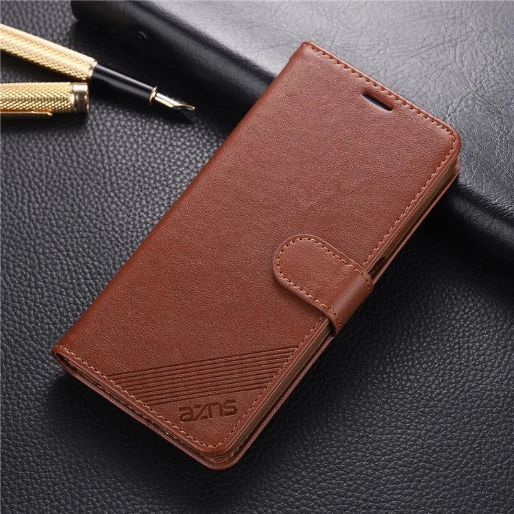 AZNS Full Protection Willet Stand Case Para Xiaomi Redmi Note 10 Pro 4G (Global) / Nota 10 Pro 4G (India) / Nota 10 Pro Max - Marrón