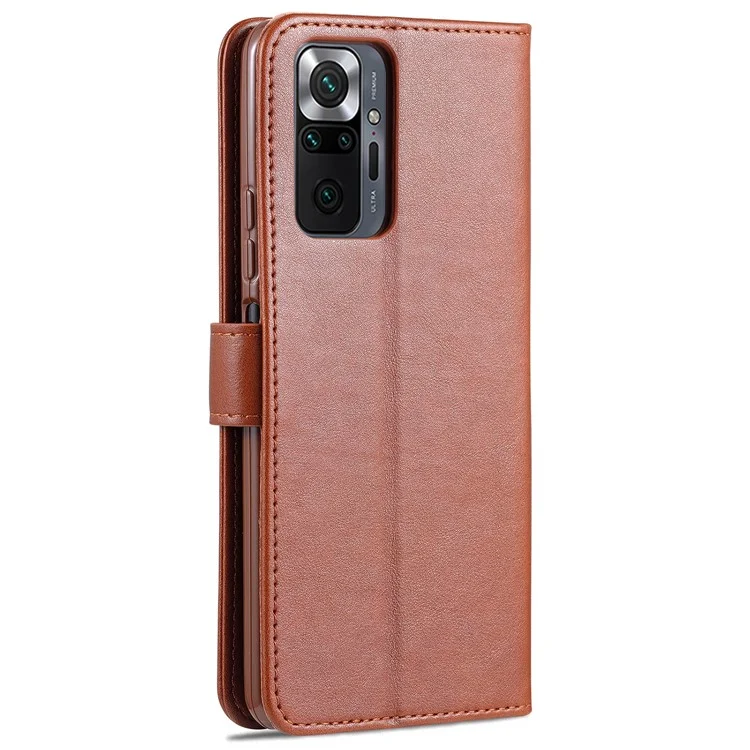 AZNS Full Protection Willet Stand Case Para Xiaomi Redmi Note 10 Pro 4G (Global) / Nota 10 Pro 4G (India) / Nota 10 Pro Max - Marrón