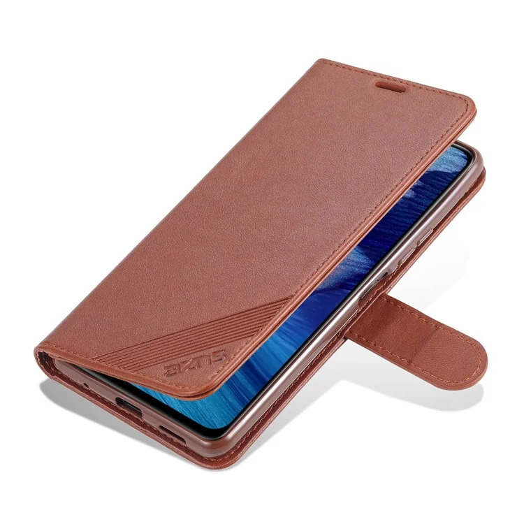 AZNS Full Protection Willet Stand Case Para Xiaomi Redmi Note 10 Pro 4G (Global) / Nota 10 Pro 4G (India) / Nota 10 Pro Max - Marrón