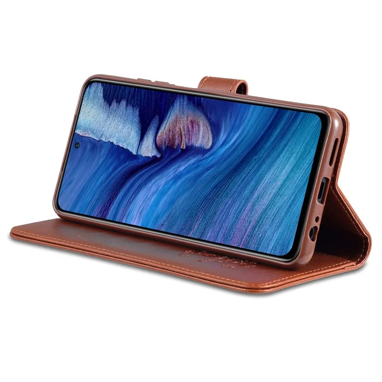 AZNS Wallet Stand Leder Schutzschale Für Xiaomi Redmi Note 10 4G/Note 10s - Braun