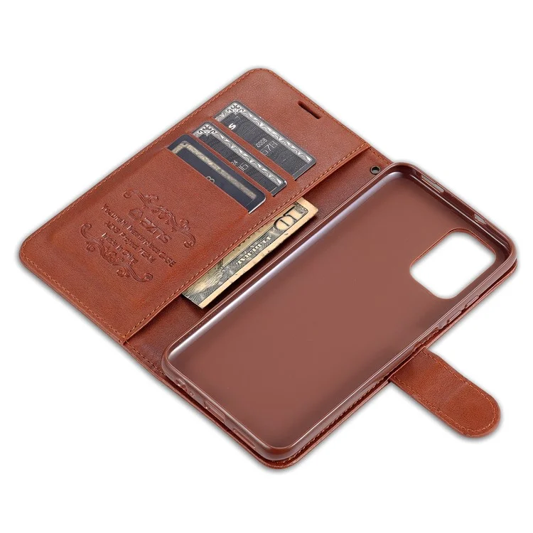 AZNS Wallet Stand Leder Schutzschale Für Xiaomi Redmi Note 10 4G/Note 10s - Braun