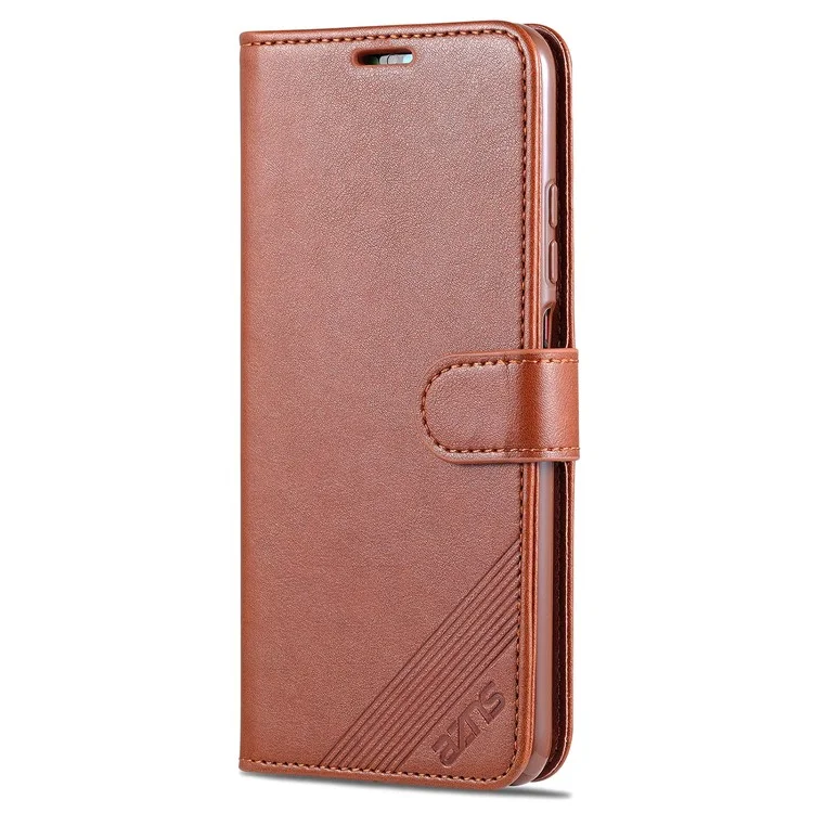 AZNS Wallet Stand Leder Schutzschale Für Xiaomi Redmi Note 10 4G/Note 10s - Braun