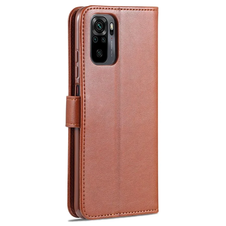 AZNS Wallet Stand Leder Schutzschale Für Xiaomi Redmi Note 10 4G/Note 10s - Braun
