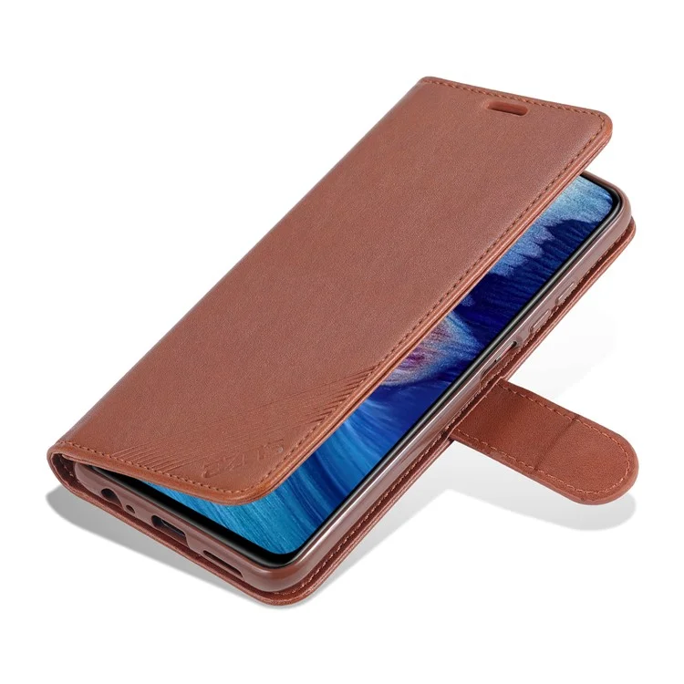 AZNS Wallet Stand Leder Schutzschale Für Xiaomi Redmi Note 10 4G/Note 10s - Braun