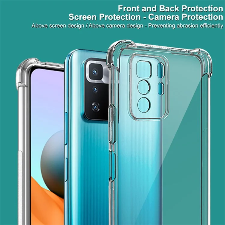 IMAK Full Body Protection Soft TPU Shockproof Protective Transparent Bumper Cover with Screen Protector Film for Xiaomi Redmi Note 10 Pro 5G (China) / Poco X3 GT - Transparent