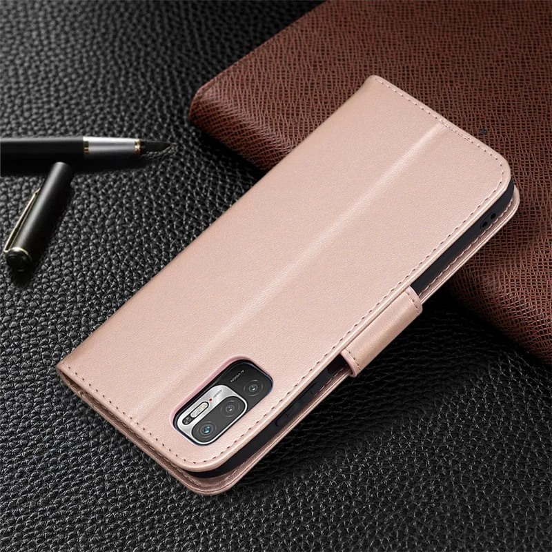Imprint Butterfly Pattern Leather Shockproof Protective Flip Folio Wallet Case for Xiaomi Redmi Note 10 5G / Poco M3 Pro 5G  / 4G - Gold