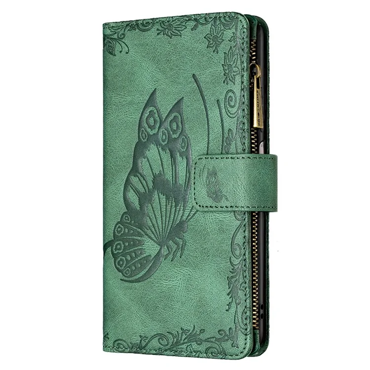 Custodia In Pelle Da Tasca Con Cerniera Con Cerniera Con Cerniera Magnetica Con Cerniera A Farfalla Stampata Per Xiaomi Redmi Nota 10 5G / Poco M3 Pro 5G / 4G. - Verde