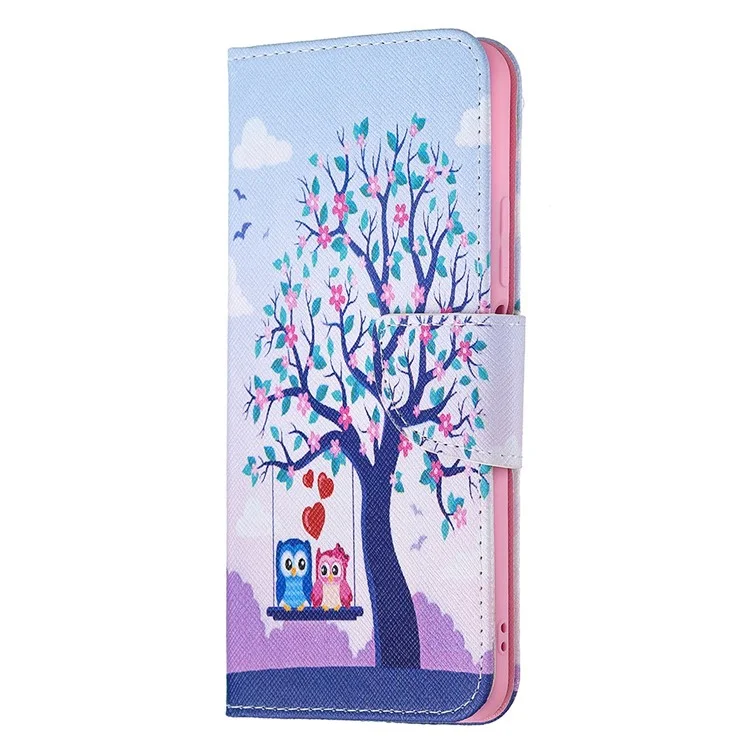 Impression de motif de mode Fonction de support Étui portefeuille protecteur mince pour Xiaomi Mi 11 Lite 4G / 5G / 11 Lite 5G NE - Arbre et hiboux