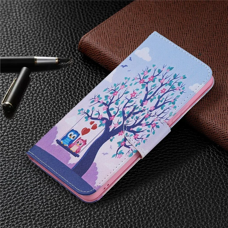 Impression de motif de mode Fonction de support Étui portefeuille protecteur mince pour Xiaomi Mi 11 Lite 4G / 5G / 11 Lite 5G NE - Arbre et hiboux