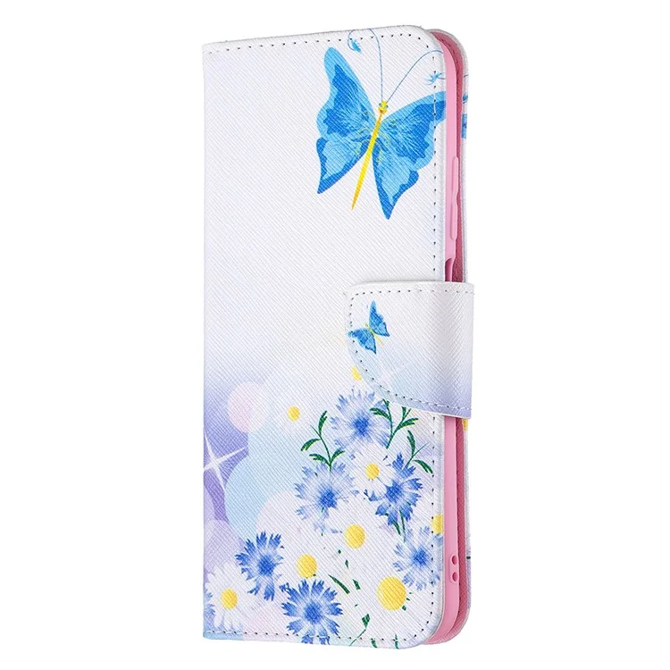 Pattern Printing PU Leather Magnetic Closure Stand Flip Shockproof Case for Xiaomi Redmi Note 10 5G / Poco M3 Pro 5G / 4G - Butterfly and Flower