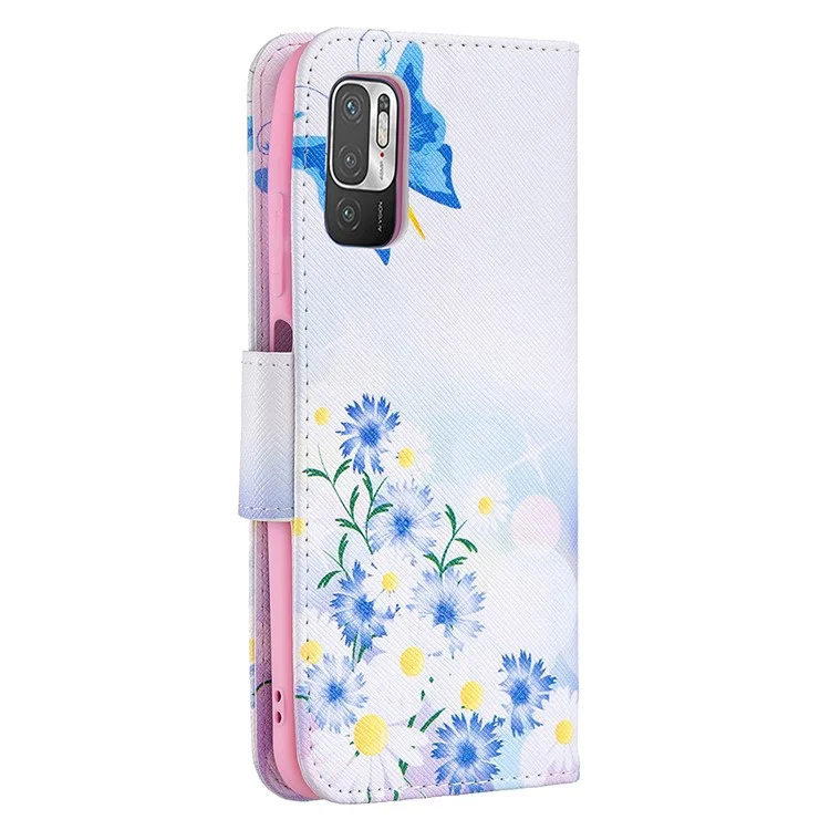 Pattern Printing PU Leather Magnetic Closure Stand Flip Shockproof Case for Xiaomi Redmi Note 10 5G / Poco M3 Pro 5G / 4G - Butterfly and Flower