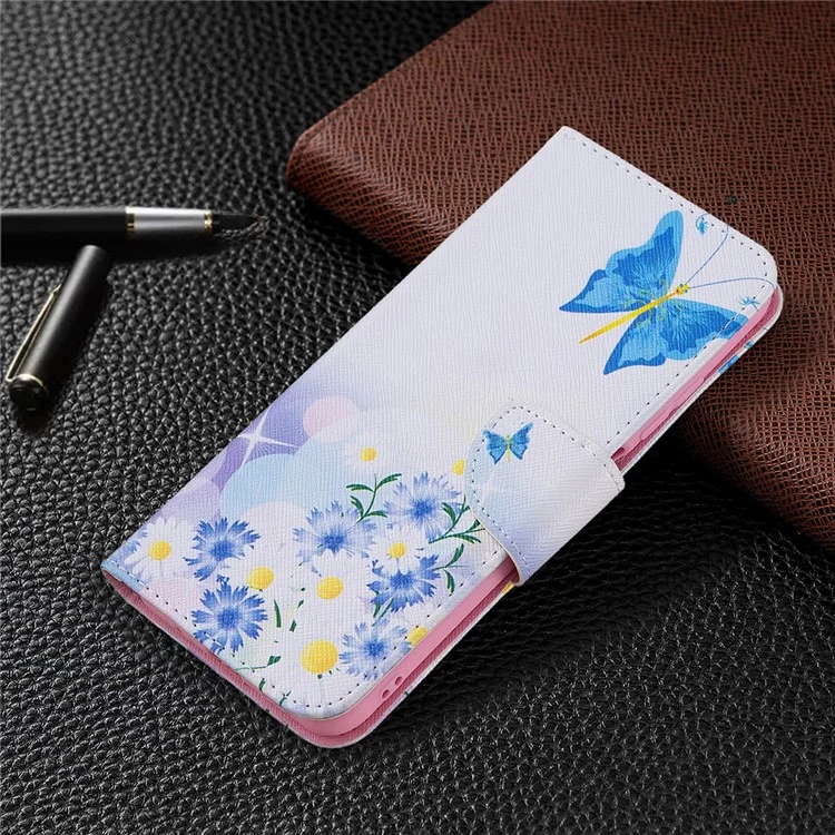 Pattern Printing PU Leather Magnetic Closure Stand Flip Shockproof Case for Xiaomi Redmi Note 10 5G / Poco M3 Pro 5G / 4G - Butterfly and Flower