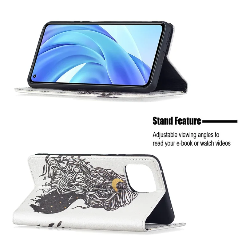 Magnetic Auto-absorbed Pattern Printing PU Leather Stand Walllet Case for Xiaomi Mi 11 Lite 4G / 5G /11 Lite 5G NE - Beauty
